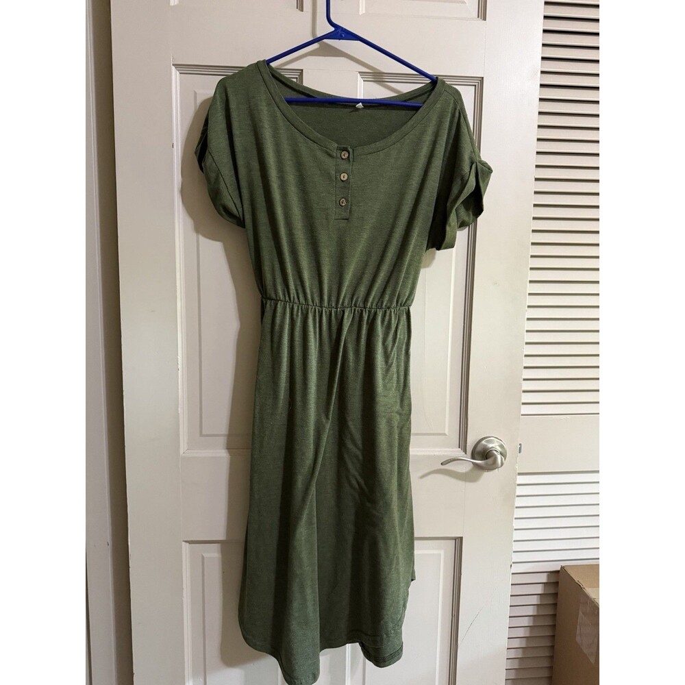 Women’s Short Sleeve Maxi Dress Size Large Green Unbranded